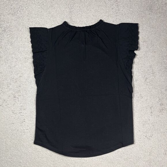 Lauren Ralph Lauren Blouse Womens Small Eyelet Keyhole Ruffle Minimalist Career - Picture 11 of 14